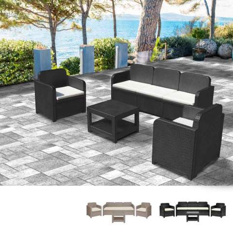 Conjunto de muebles de jardín Positano ratán sofá mesa pequeña sillones 5 plazas exteriores