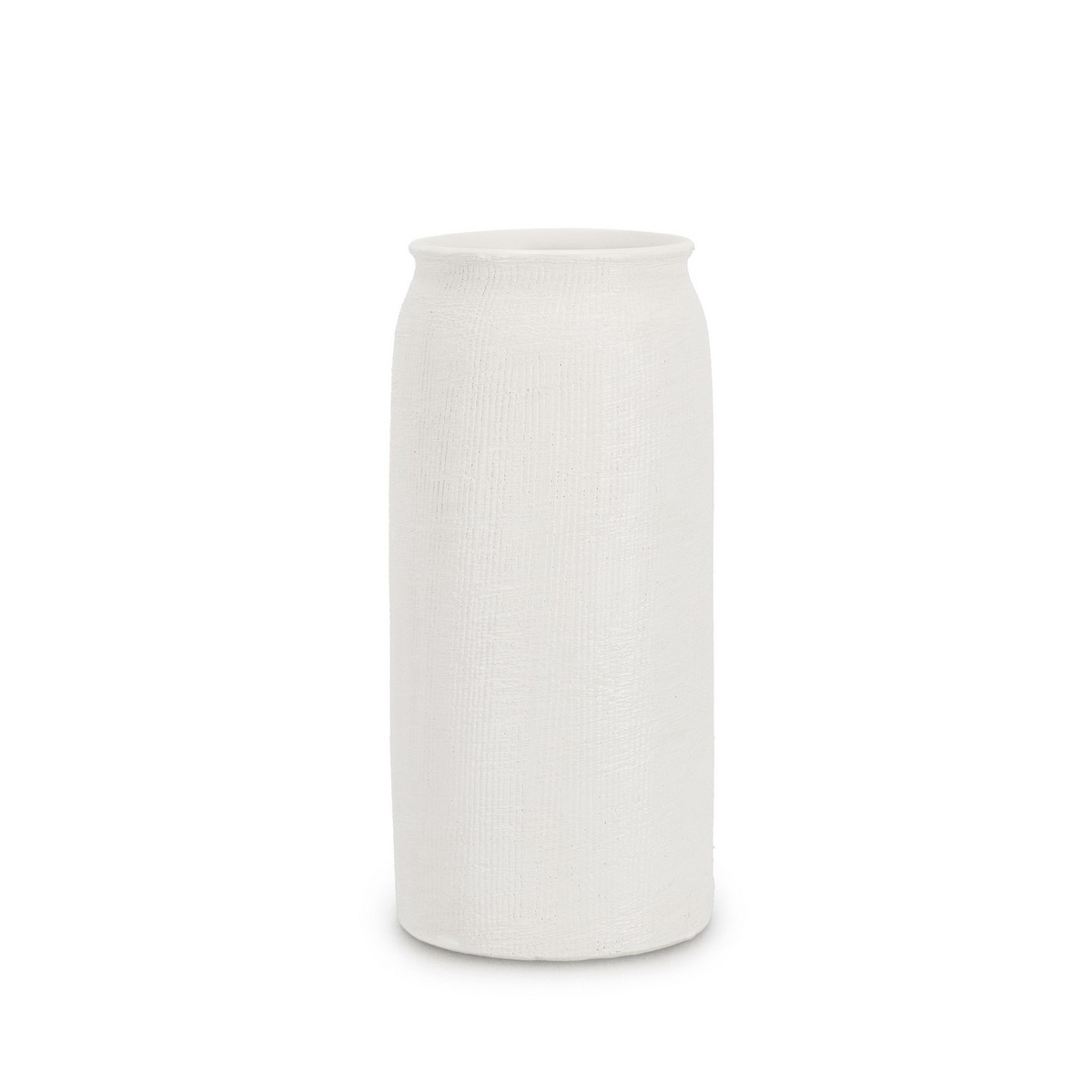 Vaso cilíndrico diseño minimalista cerámica blanca 15x32,3 Papyrus Promoción
