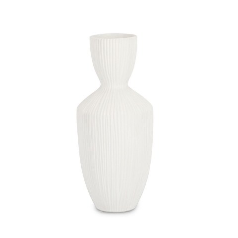 Maceta decorativa para plantas y flores de interior en cerámica blanca Striped Promoción