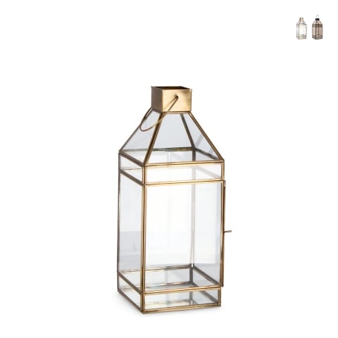 Farol para velas de interior de metal 16x16x42cm Siwan Promoción