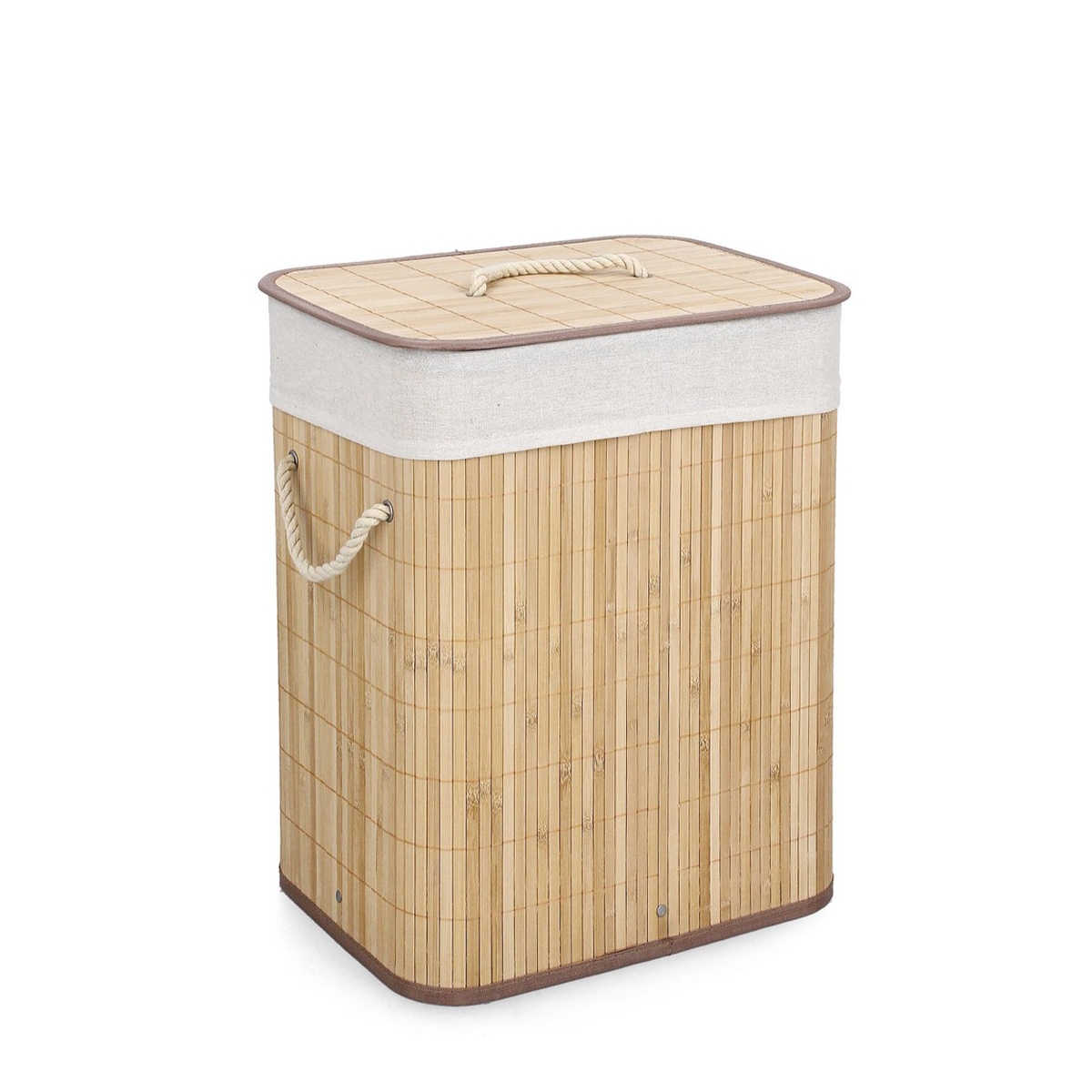 Cesto para ropa sucia rectangular de bambú con forro 40x30x50 Ananda