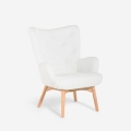 Sillón moderno estilo bergere en tejido bouclé blanco Wani Promoción