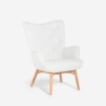 Sillón moderno estilo bergere en tejido bouclé blanco Wani Promoción