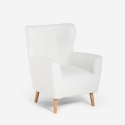 Sillón bergère moderno para salón en tejido bouclé blanco Kamo Promoción