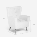 Sillón bergère moderno para salón en tejido bouclé blanco Kamo Descueto