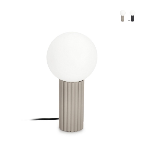 Lámpara de mesa estilo minimalista Ø15x30cm pantalla redonda de vidrio Delphine Promoción