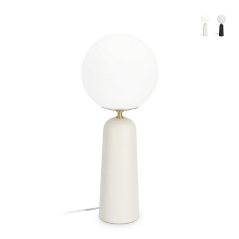 Lámpara de mesa diseño moderno pantalla redonda de vidrio opaco Delphine Promoción