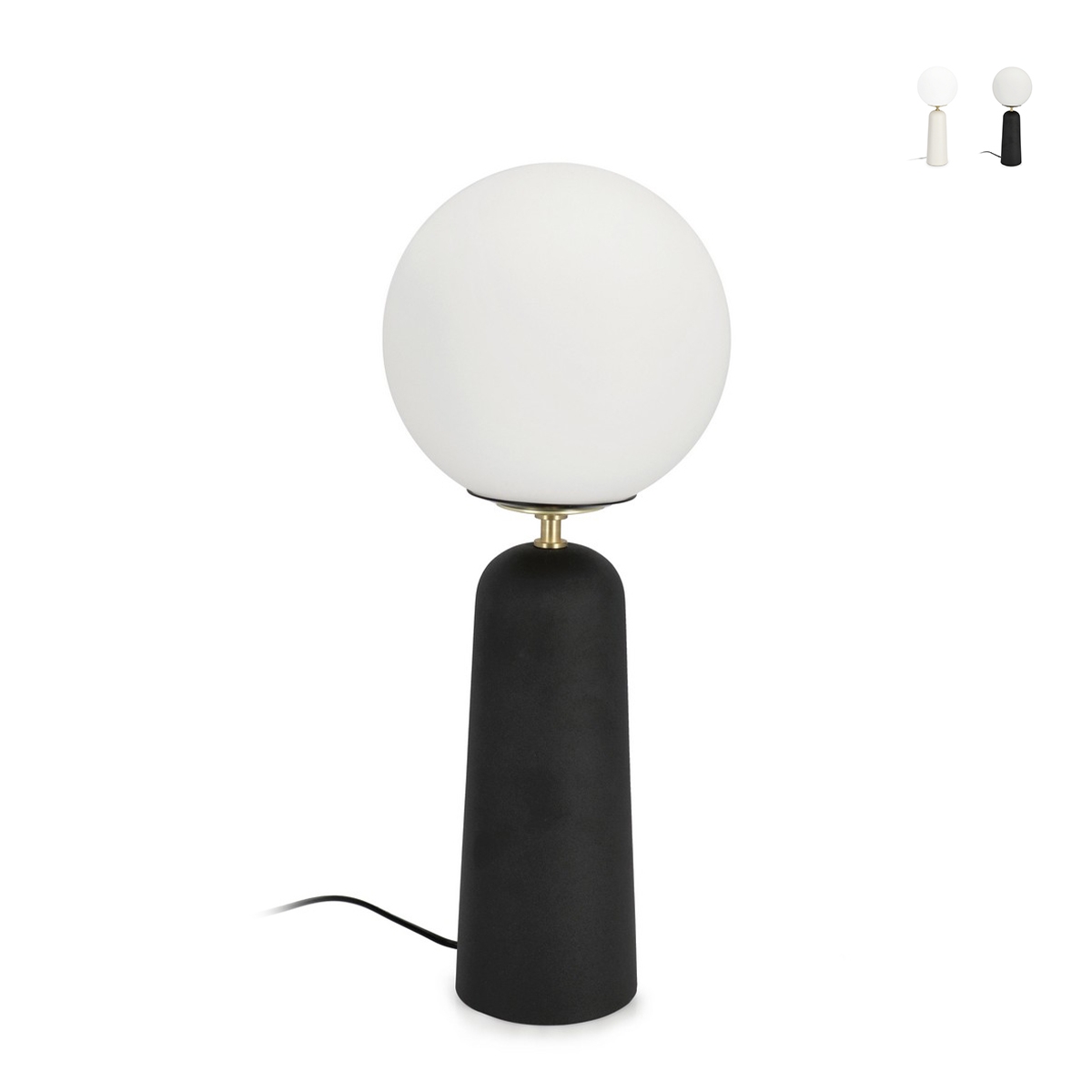 Lámpara de mesa diseño moderno pantalla redonda de vidrio opaco Delphine Stock