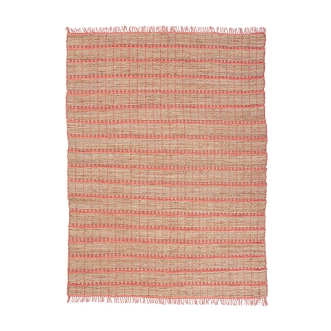 Alfombra de salón 160x230 cm hecha a mano en yute y algodón rosa Ruanda Promoción