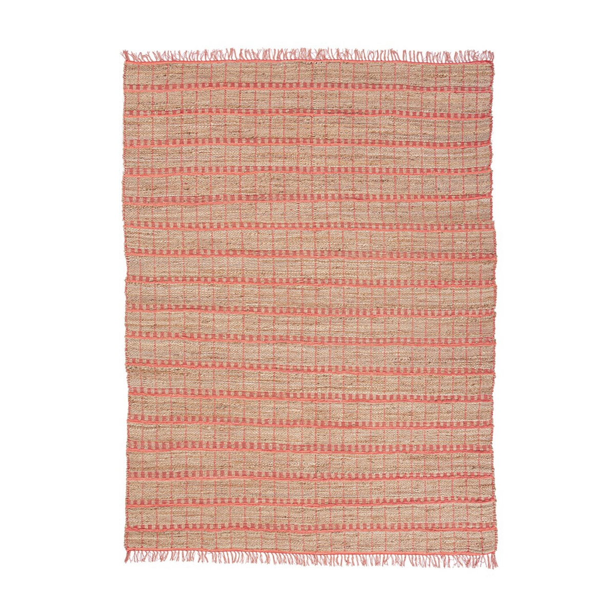 Alfombra de salón 160x230 cm hecha a mano en yute y algodón rosa Ruanda Promoción