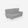 Sofá de 2 plazas de diseño en terciopelo estilo capitoné Vaaru Medidas
