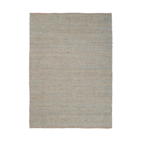 Alfombra rectangular 200x300 para sala de estar en yute y algodón azul Ruanda Promoción