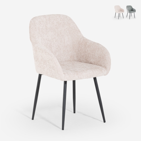 Silla moderna de chenilla para comedor o cocina con reposabrazos Daiva Promoción