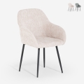 Silla moderna de chenilla para comedor o cocina con reposabrazos Daiva Promoción