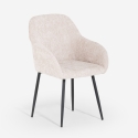 Silla moderna de chenilla para comedor o cocina con reposabrazos Daiva Descueto