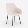 Silla moderna de chenilla para comedor o cocina con reposabrazos Daiva Descueto