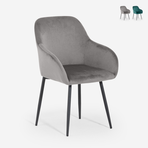 Silla poltrona de terciopelo con reposabrazos para comedor Karta Promoción
