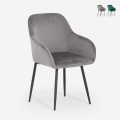 Silla poltrona de terciopelo con reposabrazos para comedor Karta Promoción