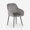 Silla poltrona de terciopelo con reposabrazos para comedor Karta Descueto