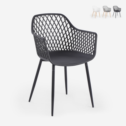Silla de cocina moderna de diseño en polipropileno con reposabrazos Vetra Promoción