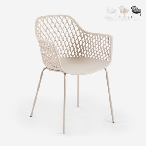 Silla moderna de jardín para exterior con reposabrazos en polipropileno Tzura Promoción