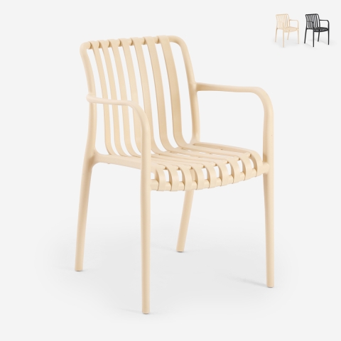 Silla moderna con reposabrazos de polipropileno para exterior jardín Simao Promoción