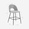 Taburete alto moderno con respaldo para bar y cocina en tela Tiren Medidas