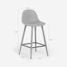 Taburete alto de bar cocina estilo nórdico en tela con respaldo Shona 