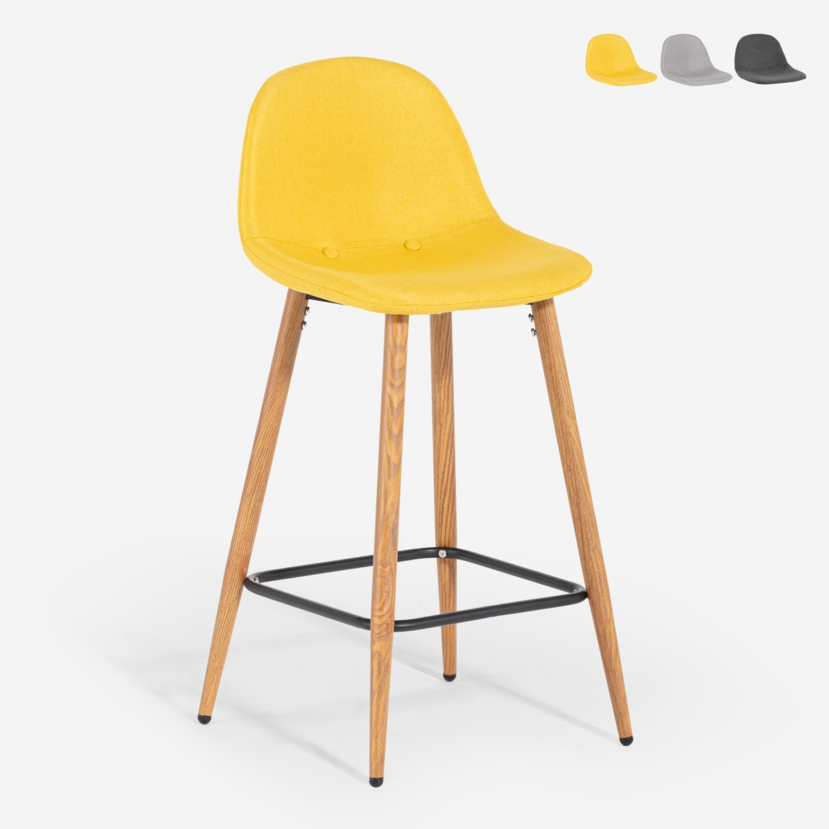 Taburete alto de bar cocina estilo nórdico en tela con respaldo Shona Promoción Taburete alto de bar cocina estilo nórdico en tela con respaldo Shona Promoción