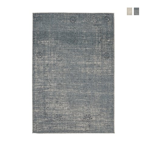 Alfombra moderna para sala de estar 160x230cm azul beige en viscosa y lana Arena Promoción