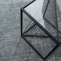 Alfombra moderna para sala de estar 160x230cm azul beige en viscosa y lana Arena Oferta