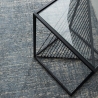 Alfombra moderna para sala de estar 160x230cm azul beige en viscosa y lana Arena Oferta