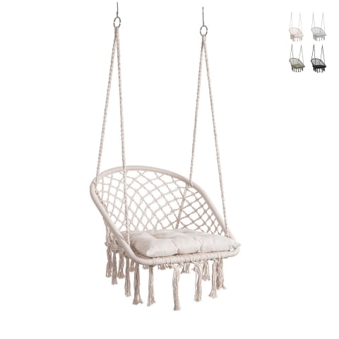 Silla colgante hamaca de jardín con cojín 88x130cm Javier Promoción