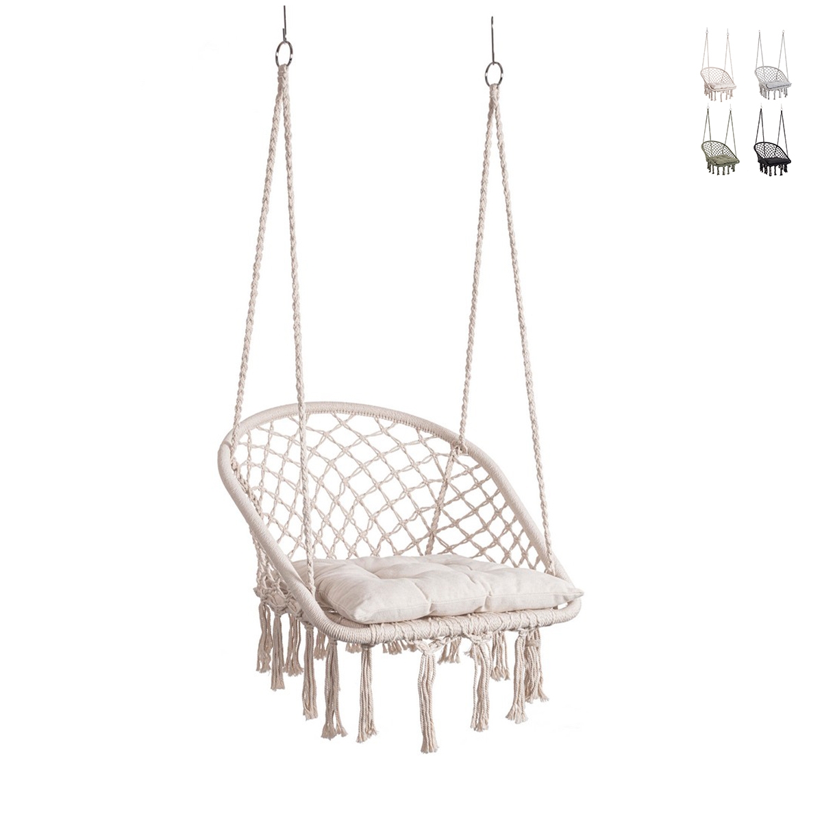 Silla colgante hamaca de jardín con cojín 88x130cm Javier Promoción Silla colgante hamaca de jardín con cojín 88x130cm Javier Promoción