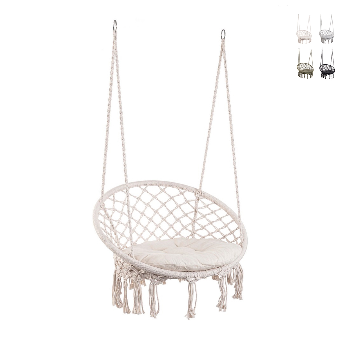 Silla colgante tipo hamaca para jardín de tela 80x130cm Javier