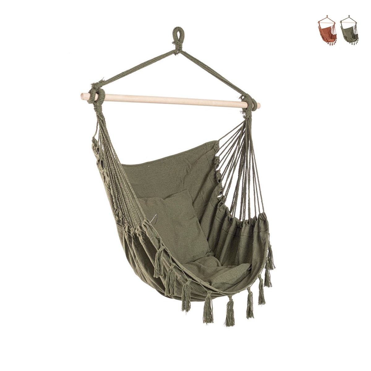 Silla colgante de jardín en tela con cojín 100x130 cm Juan Promoción Silla colgante de jardín en tela con cojín 100x130 cm Juan Promoción