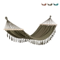 Hamaca de jardín estilo boho chic de algodón y madera 200x100cm Juan Descueto