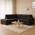 Sofá cama de 3 plazas en tela con chaise longue izquierda con almacenamiento Tivra Promoción