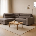 Sofá cama de 3 plazas en tela con chaise longue izquierda con almacenamiento Tivra Stock