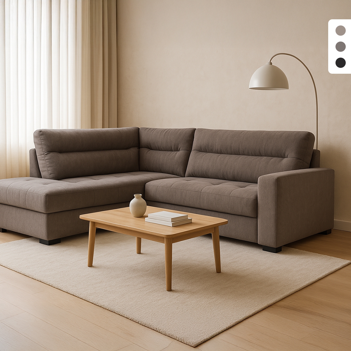Sofá cama de 3 plazas en tela con chaise longue izquierda con almacenamiento Tivra Stock