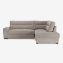 Sofá cama 3 plazas con chaise longue derecha con almacenamiento en tela Kosta Rebajas