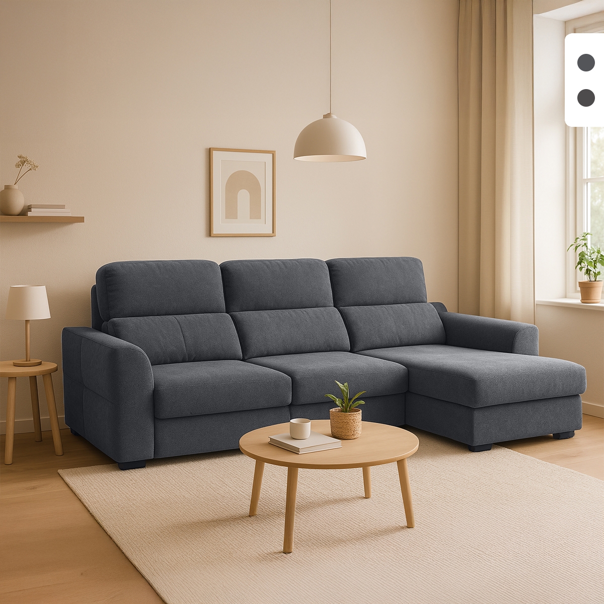 Sofá cama 3 plazas extraíble con chaise longue almacenaje derecha Nuro