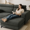 Sofá rinconero de 3 plazas con chaise longue derecha y reposacabezas ajustable Hiala Descueto