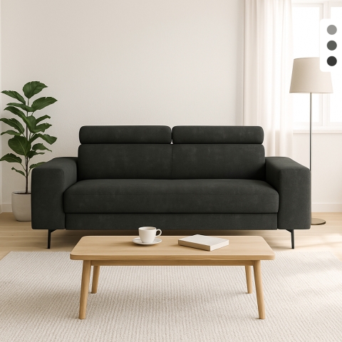 Sofá de 3 plazas diseño moderno con reposacabezas ajustable Rouna Promoción