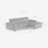 Sofá cama de 3 plazas con chaise longue a la derecha, con almacenamiento y reposacabezas ajustable Miva 