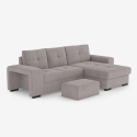 Sofá cama de 3 plazas con chaise longue derecha, almacenamiento y puf Kava Precio