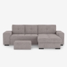 Sofá cama de 3 plazas con chaise longue derecha, almacenamiento y puf Kava Coste