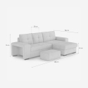 Sofá cama de 3 plazas con chaise longue derecha, almacenamiento y puf Kava 