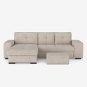 Sofá cama de 3 plazas con chaise longue almacenaje a la izquierda y puf Saro Stock