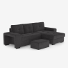 Sofá esquinero moderno de 3 plazas con chaise longue a la derecha y puff Vilo Venta